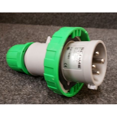 Fiche prise mobile 3P+T 16A mâle tension sup 50V verte 100-300Hz 10h étanche IP66/IP67 OPTIMA (1/2)