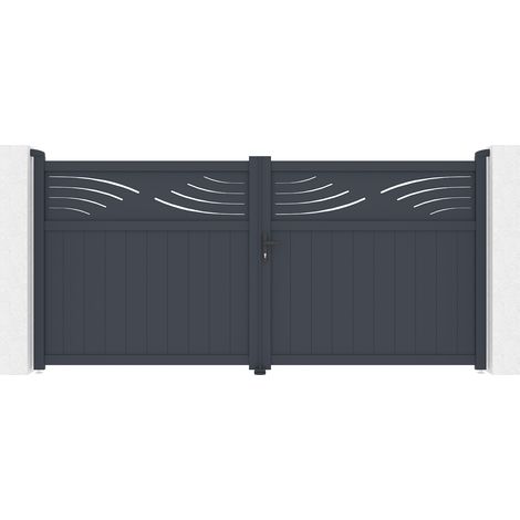 Portón abatible 3,4m HALTI H.160 aluminio gris (1/5)