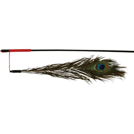 Playing rod with peacock feather, plastic, 47 cm (1/3)