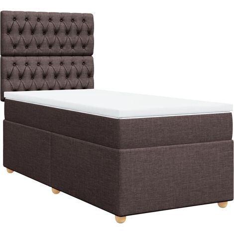 Lit simple  Lit adulte  Sommier à lattes de lit avec matelas Marron foncé 80x200 cm