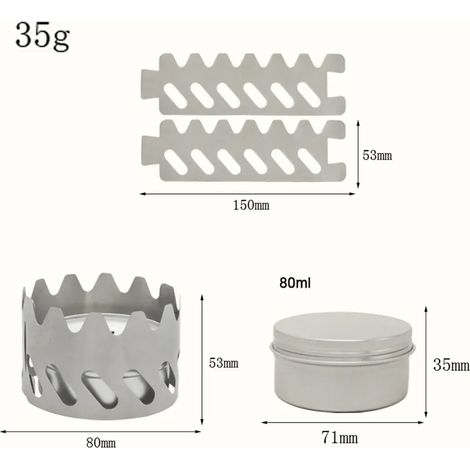 Réchaud de camping portable 2023 en aluminium avec pare-brise en titane, couvercle de brûleur et adaptateur. (1/4)