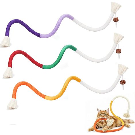Lot de 3 jouets pour chat en coton bio, corde de soin dentaire pour chats et jeu de mastication (1/5)