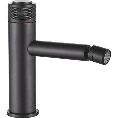 Rubinetto bidet a pavimento nero VOLUMO con tappo