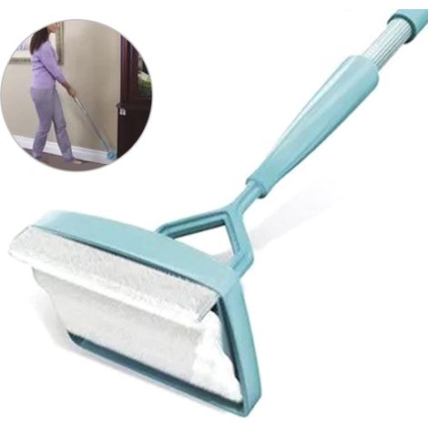 Brosse de nettoyage à manche télescopique Aluminium + microfibre Extensible 135cm Bleu ciel Kit complet (1/5)
