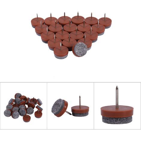 20 Filzgleiter für Möbelfüße, rutschfest, braun, 24 mm, zum Schutz des Bodens und für leichtes Verschieben (1/5)