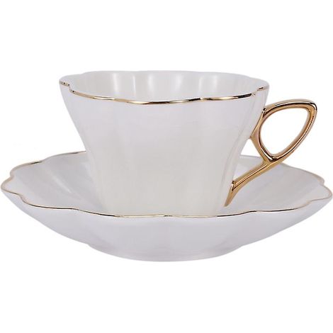 Service à thé élégant en porcelaine fine à motif floral, tasse à thé en céramique, tasse à café en porcelaine blanche, service à thé. (1/5)