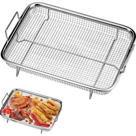 Panier de Barbecue BBQ, Grill Inox avec Poignée, Moule Panier, Maille Aéré, Friture Cuivré Plaque Cuisson, Grille pour Griller et Refroidir - (1/5)