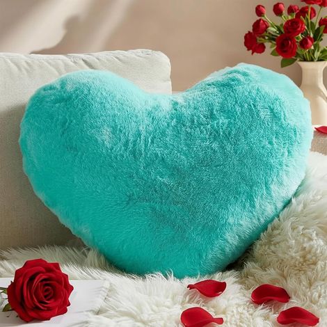 1 Coussin Coeur, Fourrure artificielle douce, Rembourrage coton PP, Décoration chambre enfant, 25x35cm