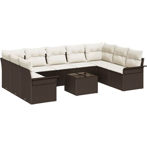 Maison Exclusive - Gartensofa-set mit Speicher 10 pcs Grau Poly-R