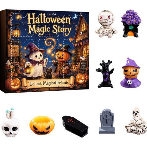 9-tägiger Halloween-Adventskalender, Überraschungsbox, Geisterkürbis aus Kunstharz, Überraschungsloch, Geschenk, P-Version (1/3)