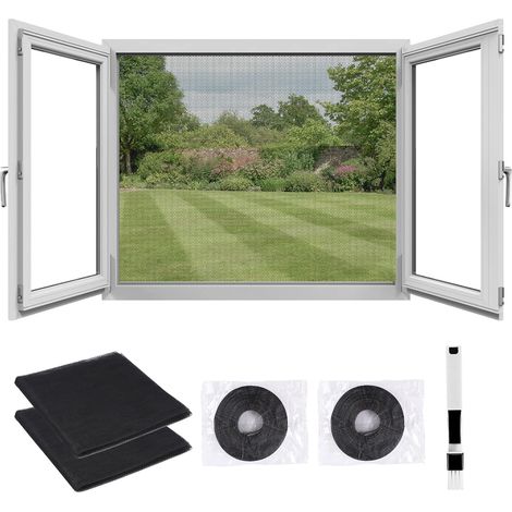 2 Moustiquaires Fenêtre 1,3x1,5m – Anti Moustiques, 4 Rubans Auto-adhésifs (1/5)