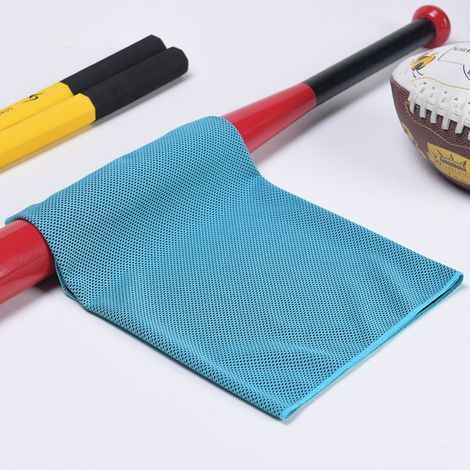 Lot de 3 Serviettes Refroidissantes Yoga & Fitness 30x100 cm - Effet Glacé Immédiat, Fraîcheur Durable pour Sport et Été - Design Bicolore Bleu Lac-lsw