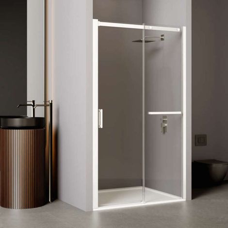 Paroi de douche coulissante deux élements ROTH EQUI 2MS 1200x2000mm - Profilé Blanc Verre clair déperlant