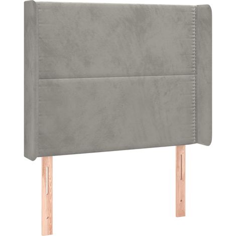 Testiera accessorio letto mobile camera da letto con bordo laterale 103 x 16 x 118/128 cm tessuto velluto grigio chiaro TDL0205318