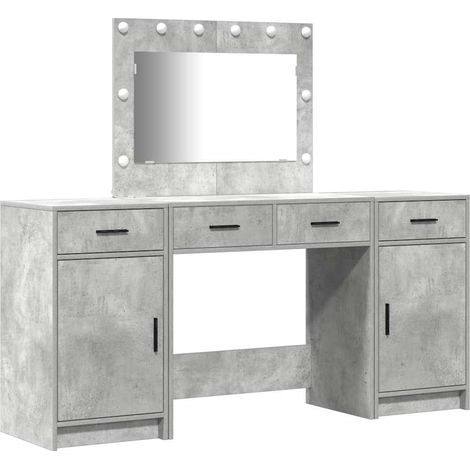 Maison Exclusive - Schminktisch mit Spiegelbeleuchtung 3 pcs Grau