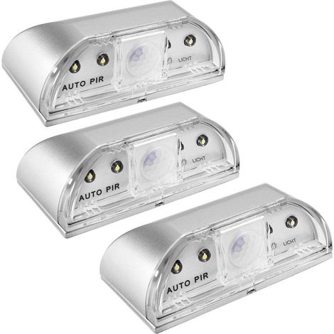 3 lampes de serrure - Veilleuse - Lampe de porte sans fil infrarouge PIR avec détecteur de mouvement - 4 LED - Convient pour les serrures de porte, les cuisines, les couloirs et les cages d'escalier (1/5)