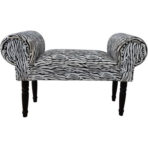 Zebra Print Window Seat Sofa - Fabric - L30 x W86 x H52 cm