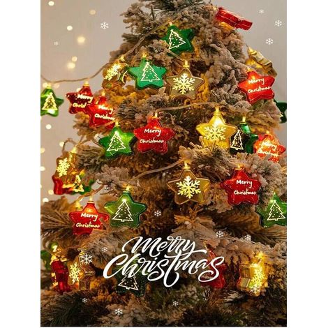Catena con 10 casette Luminose di Natale con Luce fissa e intermittente per uso Interno (Luce Calda) (1/4)