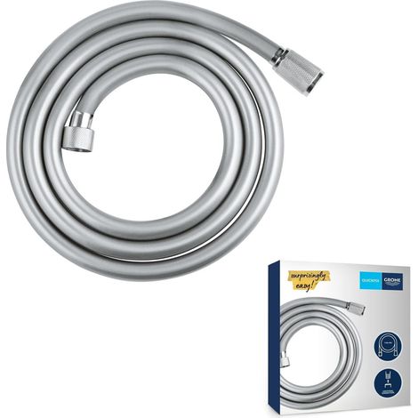 Flexible tuyau de douche salle de bains VitalioFlex Comfort, tuyau de douche 1750mm, anti-pliures, finition brillante, raccord fileté universel 1/2", chromé, 28745002 (Import Allemagne) (1/5)