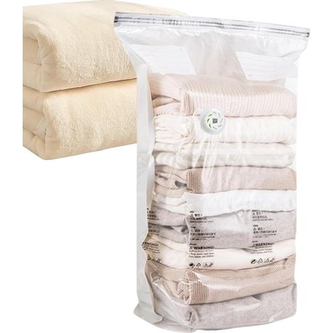 Sacs à Vide Sous Vide Grande Compression sans Pompe pour Déménagement Sacs de Rangement pour Vêtements à Soufflet pour Coussin, Couette, Couverture, Literie, Vêtements, , Maison, Université, Val (1/5)