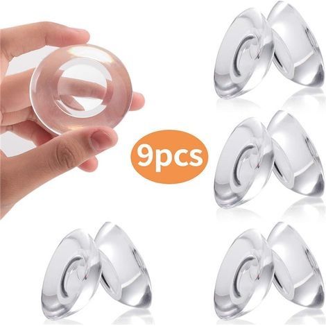9 pièces butées de porte adhésives tampon de silicone élastique transparent protecteur de tampon mural butée de porte pour poignées de porte d'armoire, poignées de porte et de porte (1/5)