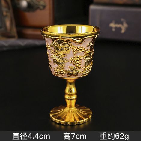 Verre à baijiu (or et blanc), verre à pied, style européen rétro en métal