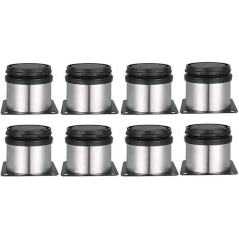 Ahlsen 8-teiliges Set verstellbarer Möbelfüße, runde Metallfüße aus Edelstahl für Schränke, Tische, höhenverstellbar für Sofas, Tische, Schränke, Regale, 50 mm (1/5)