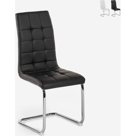 Sedia cucina sala da pranzo similpelle elegante schienale alto Dudak - Nero