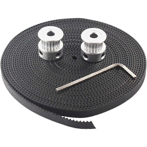 Heiß begehrtes 3D-Drucker-Zubehör: 2 Stück GT2 16-Zähne-Zahnriemenscheibe aus Aluminium, Bohrung 5 mm, Breite 6 mm, mit 2 Metern GT2-Riemen (6 mm).