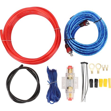 Kit d'installation d'amplificateur de calibre 10, câble d'alimentation de 14,76 pieds, câblage d'ampli de caisson de basses avec fusible 60A pour caissons de basses d'autoradio (1/5)