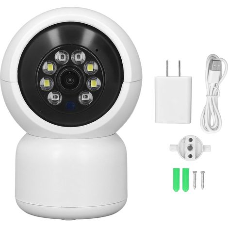 Caméra de surveillance WiFi intérieure 2MP, audio bidirectionnel, vision nocturne infrarouge, pour bébé animal domestique, moniteur domestique, prise US 100-240V. (1/5)