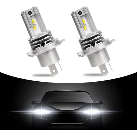 pezzi Lampadina LED H4 6500K Bianco, 60W Estremamente luminosa, Fari Plug and Play 12V per auto e moto (1/4)