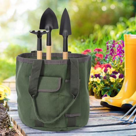 Sac à outils de jardin portatif en toile imperméable / sac seau à outils de jardin (1/5)