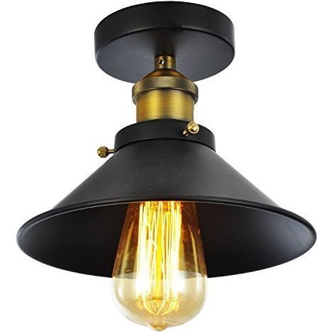 Industrial Ceiling Light Black Metal Shade Lamp Fixture for Bedroom Living Room Farmhouse Kitchen Island