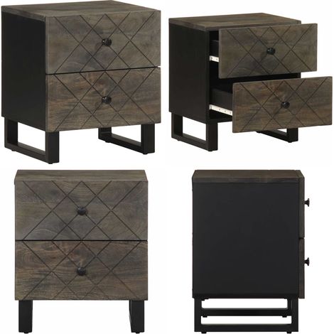 vidaXL Table de chevet noir 40x33x46 cm bois de manguier solide (1/5)