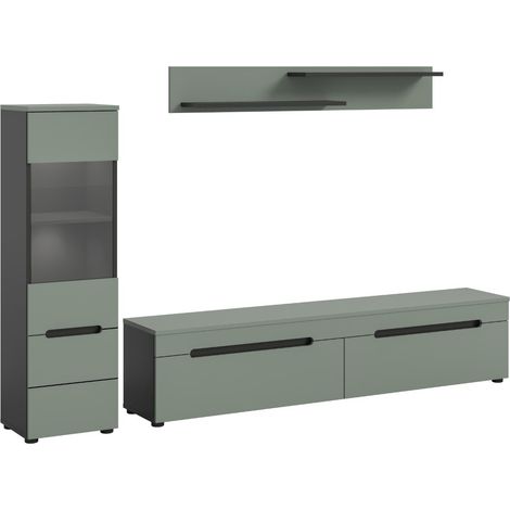 Canu bibliothèque C2 système avec éclairage vert poussiéreux, gris foncé. (1/5)