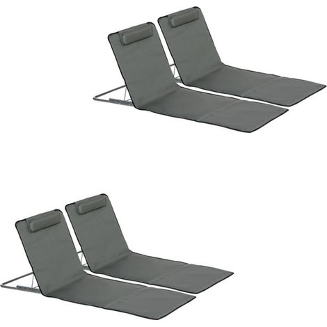 2er-Set set mit 4 klappbaren Strandmatten mit verstellbarer Rückenlehne in 5 Positionen, verstellbare Kopfstütze, Oxford-Gewebe, inklusive Transporttasche, Abmessungen 124L x 53B x 35-45H cm