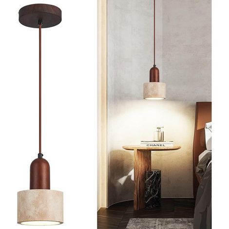 Suspension japonaise Wabi-Sabi en bois moderne avec abat-jour en résine, hauteur réglable, pour îlot de cuisine, chambre, Style B (1/5)