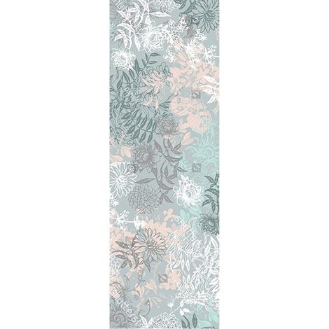 Poster Thème fleurs bleue - 90 x 270 cm (1/3)