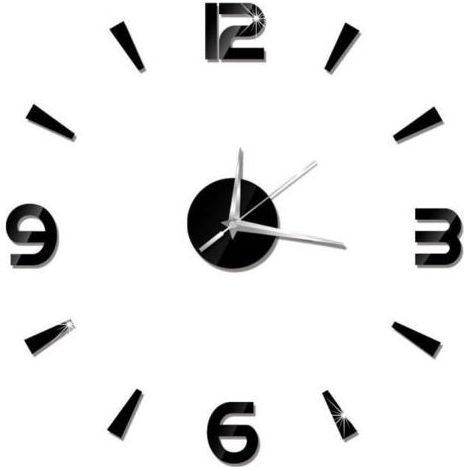 (Schwarz, Rot, Silber, Gold) Wanduhr-Aufkleber – FAFEICY – 60 x 60 cm – Acrylspiegel – Modernes Design – Schwarz (1/3)