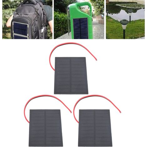 3 Ensembles de Petites Panneaux Solaires en Silicium monocristallin avec Câbles pour DIY Éducation Photovoltaïque (1/5)