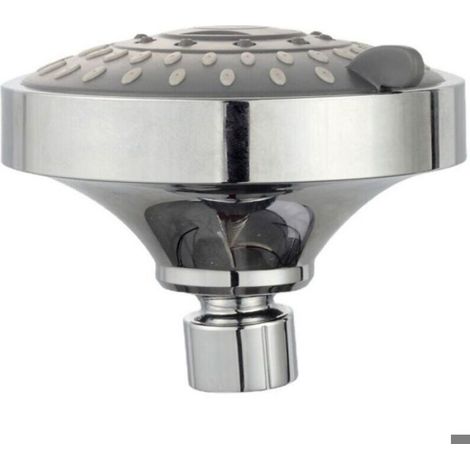 Pommeau de douche chromé orientable, Pomme de douche pluie ronde en acier tête de douche miroir face， (1/4)