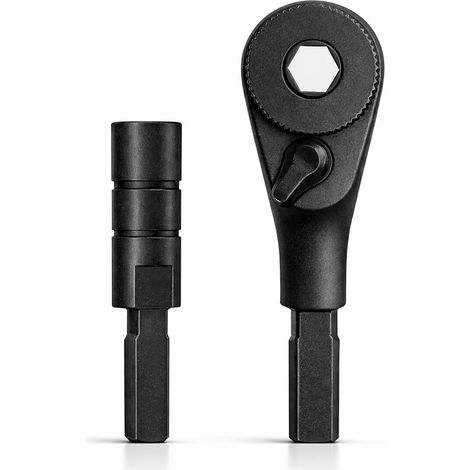 Multi-tool ratchet screwdriver, compatible with models (flat end EDC models) including a flat bit to a 1/4" hex adapter [Stainless Steel (1/5)