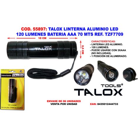 TALOX LED-Taschenlampe aus Aluminium, 120 Lumen, AAA-Batterie, 70 m