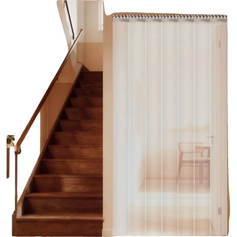 Cortinas de PVC de 2 mm de espesor, tiras de 2 m x 18 cm, ancho total 1,05 m, 7 tiras incluidas, premontadas mediante perforación. (1/5)