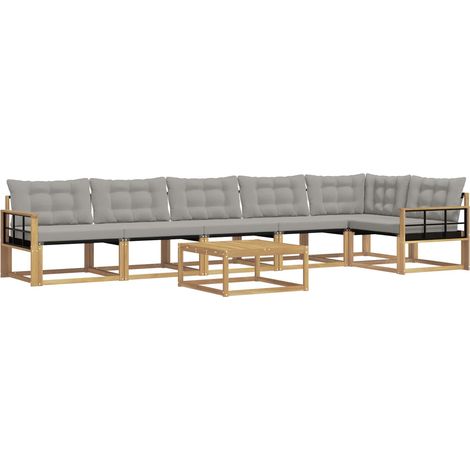 Conjunto de sofás de exterior 7 uds. Blanco y Gris Claro vidaXL