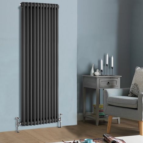NRG Cast Iron Style Radiator Traditional Anthracite Central Heating Rads Vertical 2 Column 1800 x 560mm (1/4)