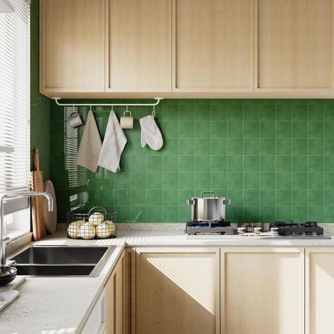 Piastrelle Adesive da Parete in Vinile per Cucina Verdi 0,52 m² (1/4)
