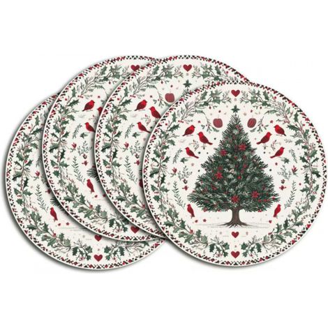 Sets de table de Noël ronds, sets de table décoratifs bonhomme de neige, sets de table imprimés en vinyle non imperméable - 37 x 37 cm (lot de 4) - 3