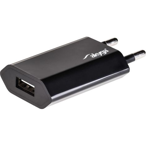 Cargador de CA AKYGA AK-CH-03BK de 5 W USB-A 5 V/1 A, color negro (1/4)
